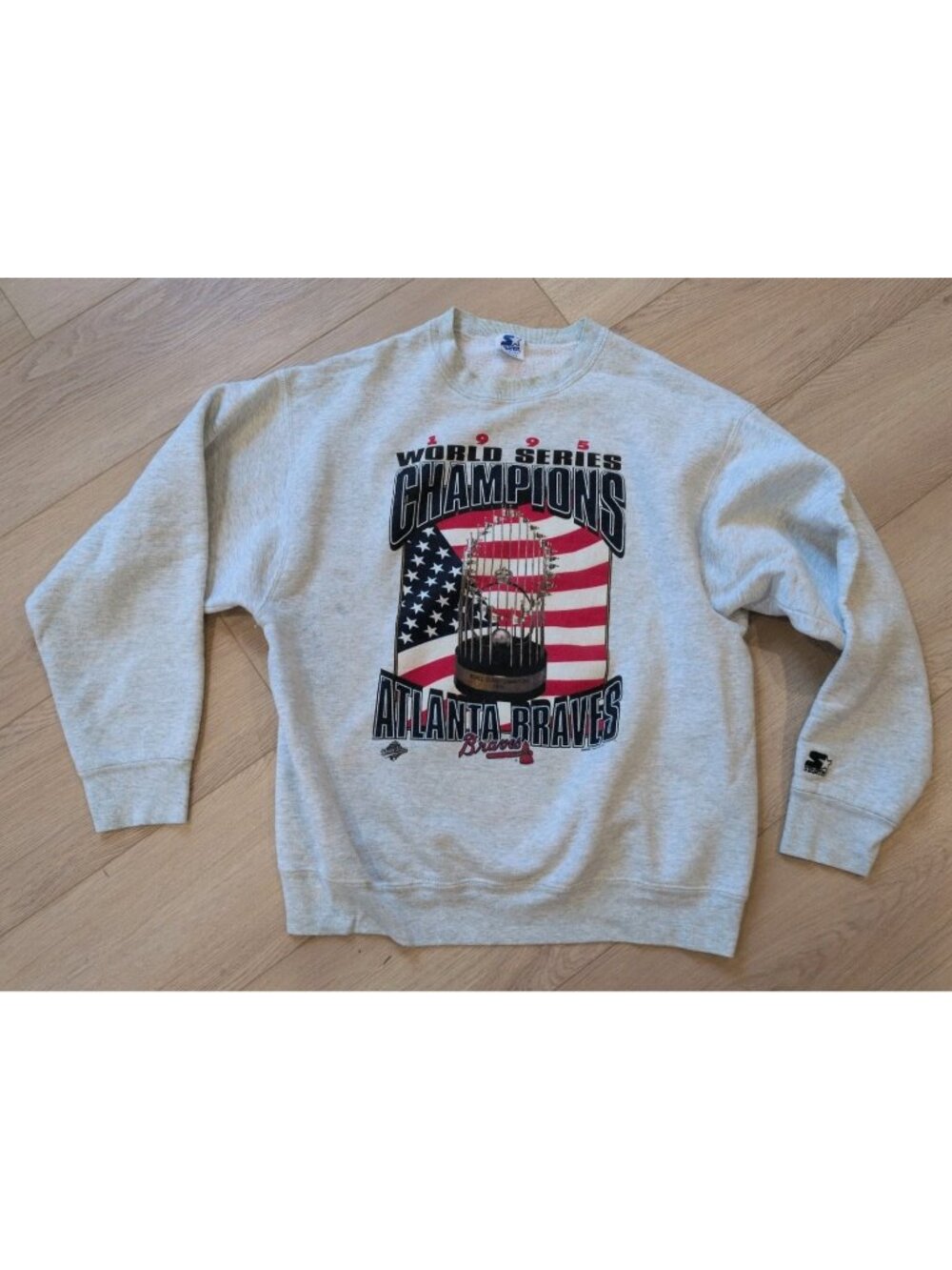 Vintage 1995 MLB Atlanta Braves World Series Champions Starter Sweatshirt Sz L